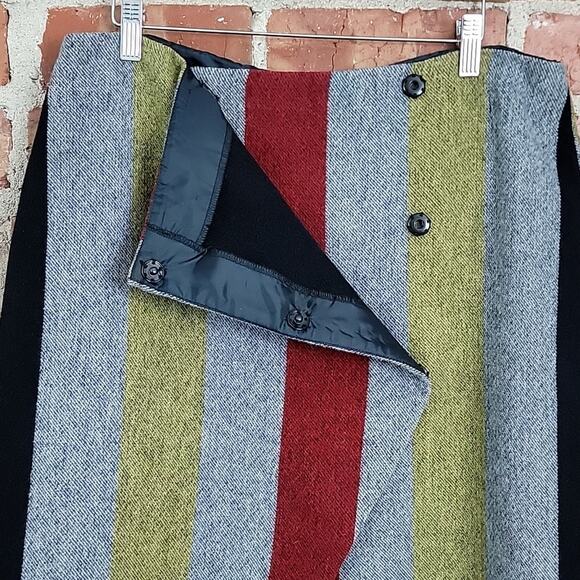 ASOS Women's Polyester Wool Blend Striped Wrap Full Length Skirt 12 - Picture 5 of 11